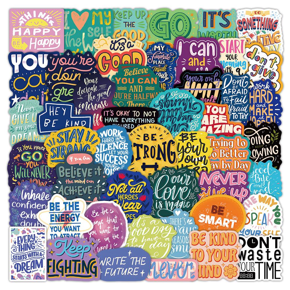 52Pcs Inspirational English Quote Stickers Motivational Decor Decals For Handbooks Laptop Skins Phone Cases Sticker Story Store