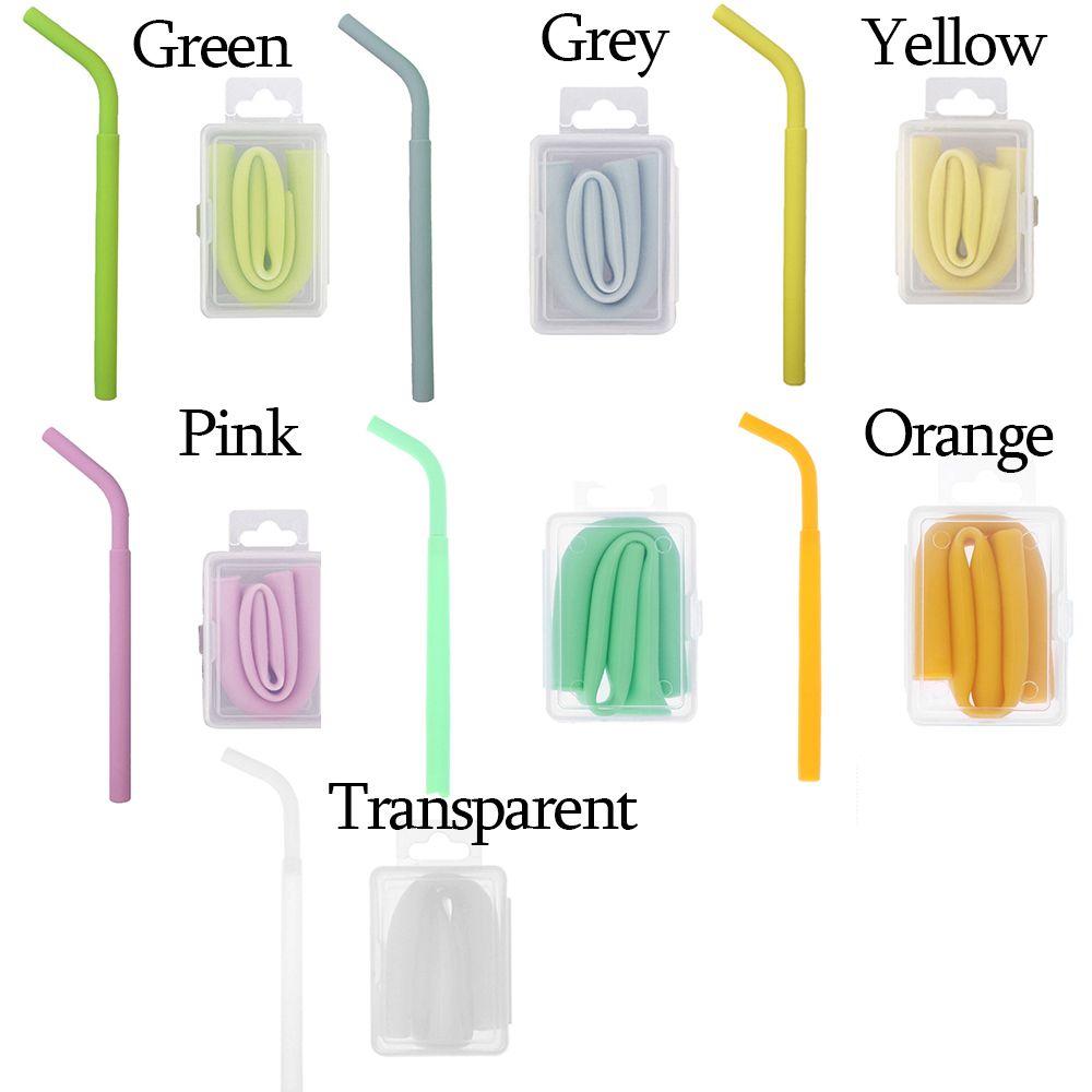 Reusable Drinkware Barware Cleaning Brush Silicone Straws Bar Accessories Foldable Drinking Straw