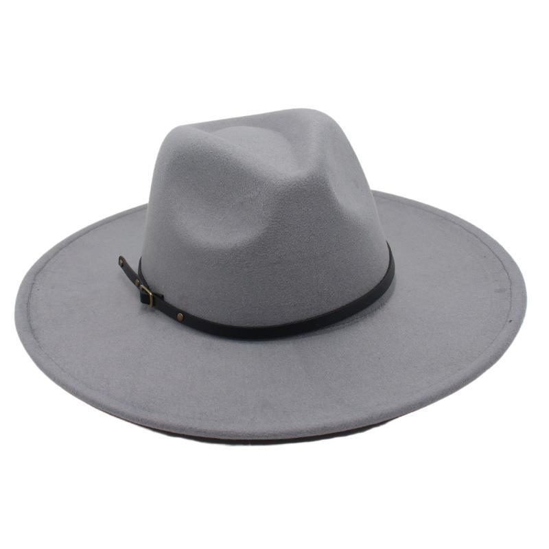 Belt Buckle Top Hat Jazz Hat Men'S And Women'S Felt Hat Woolen Hat Wool Versatile Street Shot