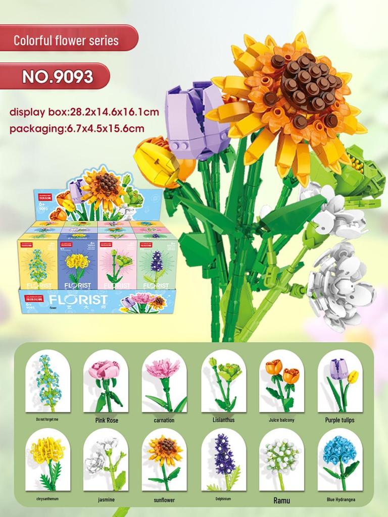 Buchet de Trandafiri Suculenți Floare Conservată Jucărie Compatibilă cu Cărămizi LEGO - Cadou Perfect pentru Fete