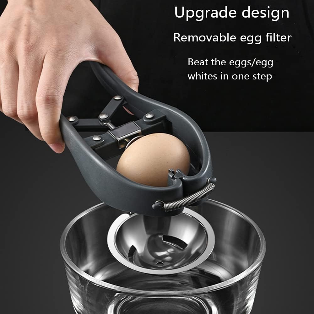 Egg Cracker,l Egg Opener, Automatic Egg Cracking Tool, Easy Eggshell CutterEggshell Cutter Egg Separator Creative Kitchen Tools (black)