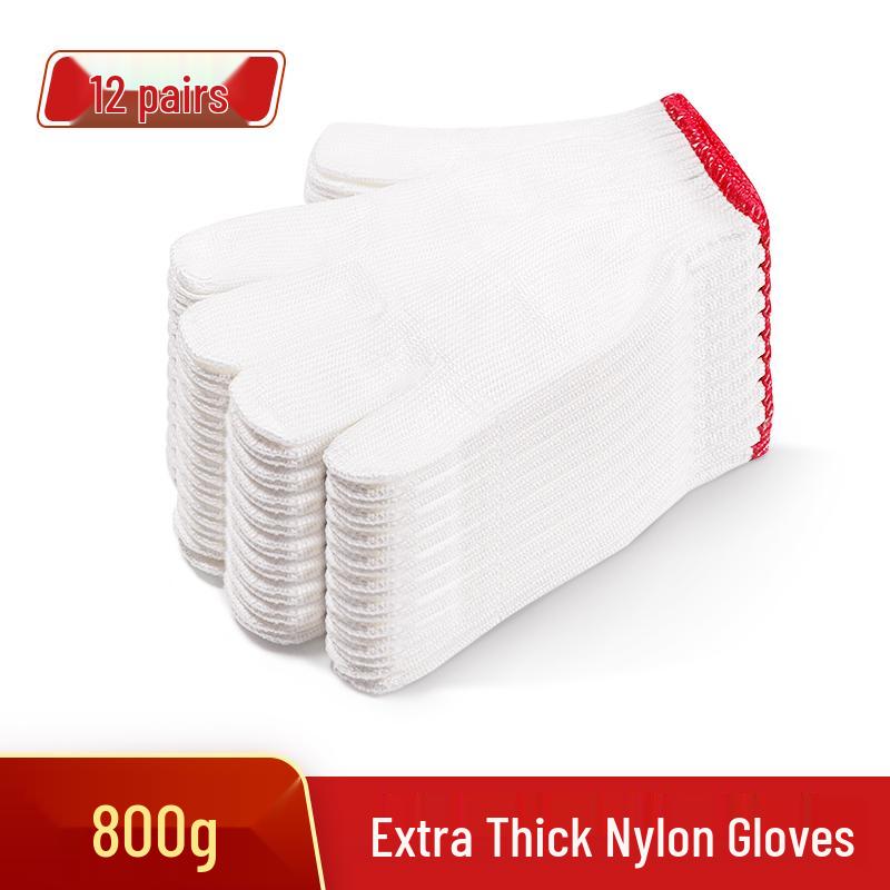 Men's Anti-Slip, Wear-Resistant Work Gloves - Thickened Nylon Cotton Yarn, Split Finger Design for Construction Safety