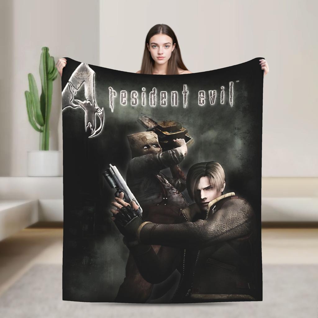 Leon Kennedy Resident Evil Warm Soft Blanket Picnic Plush Bedding Throws Fashion Outdoor Flannel Bedspread Sofa Bed Cover