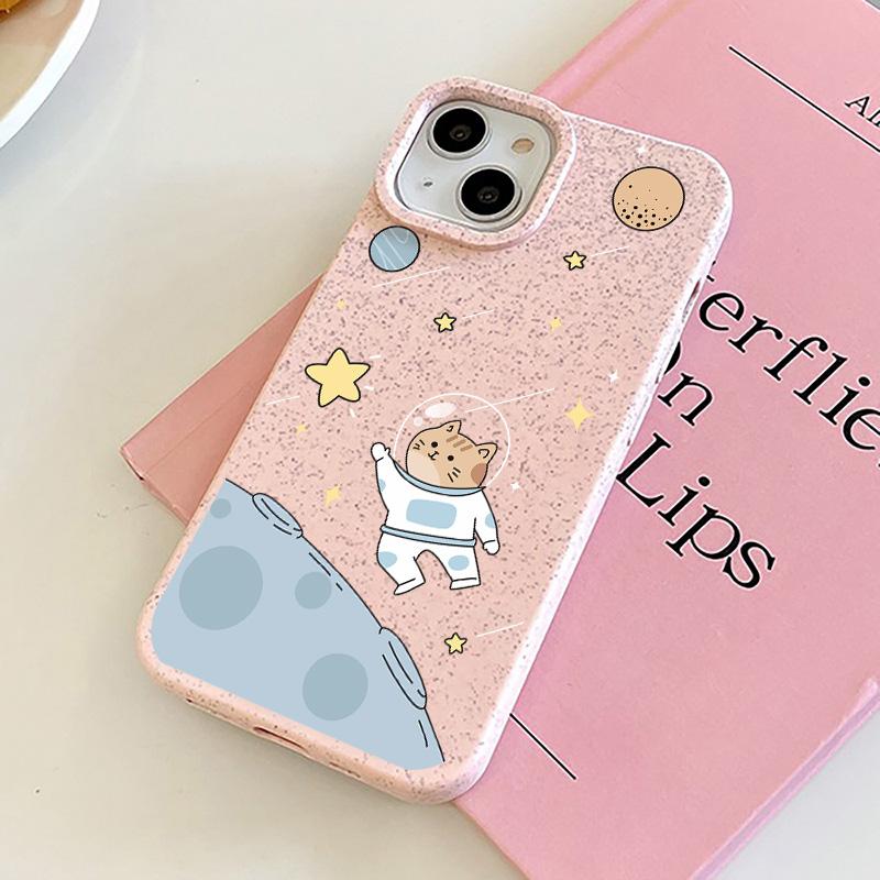 

Чехол для телефона iPhone 16 15 14 13 12 11 Pro Max iPhone 11 13 16 15 14 12 X XS XR 6 7 8 SE iPhone 6 7 8 Plus Разлагаемый чехол из пшеничной соломы iPhone 16 Pro Max розовый