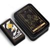 Mystic Noir Elegant Black & Gold Tarot Deck 10*6cm, Full 78-Card Set in Metal Tin, Travel-Size Deck for Wisdom and Guidance