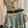 Leather Rivet Waist Belt Gothic Dress Jeans Belt American Women's Belt  Streetwear