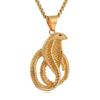 Hip Hop Iced Out CZ Cobra Snake Pendant Necklaces Male Gold Color Stainless Steel Animal Necklaces For Women Men Jewelry Gift