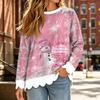 Women's Casual Comfortable Printed Long Sleeve Top for Fall and Winter Everyday Wear