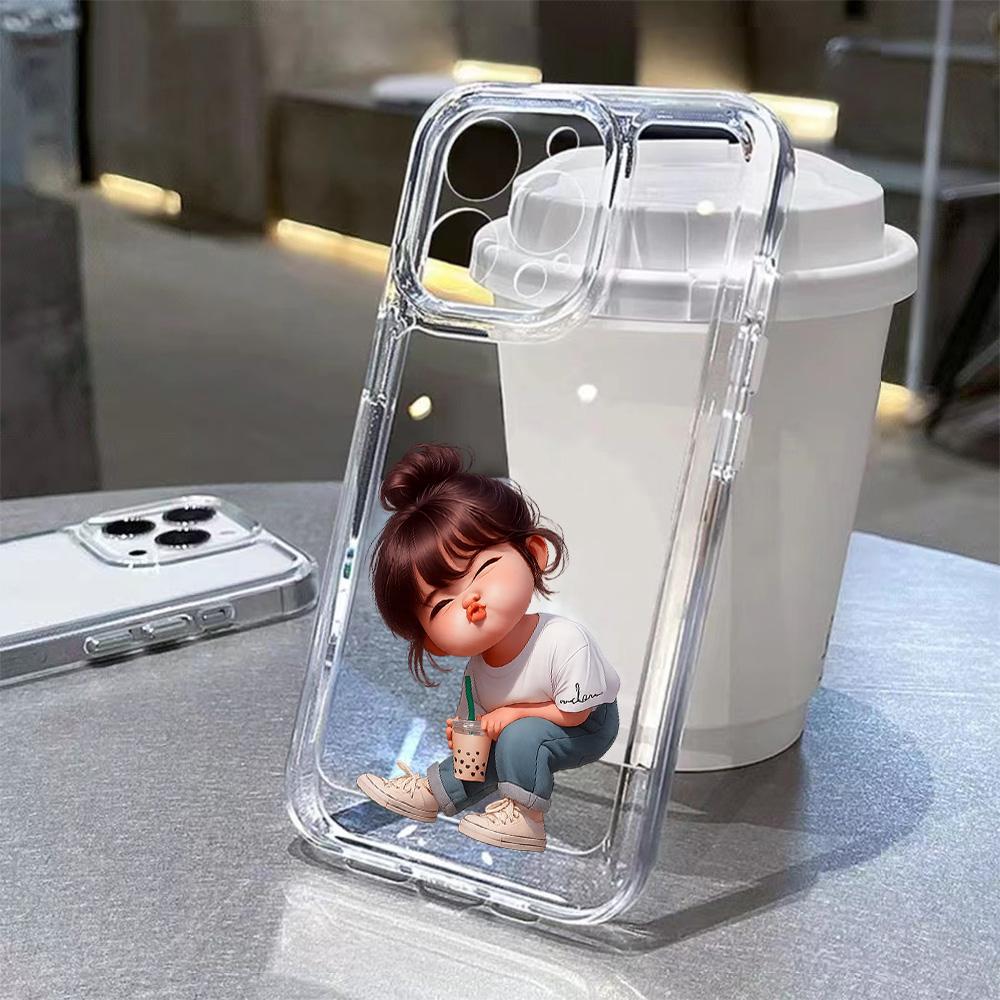 Cartoon Baby Girl Phone Case For Samsung Galaxy S26 S25 S24 S23 S22 S21 S20 FE Note20 Note10 Edge Plus Ultra Lite 5G Clear Cover