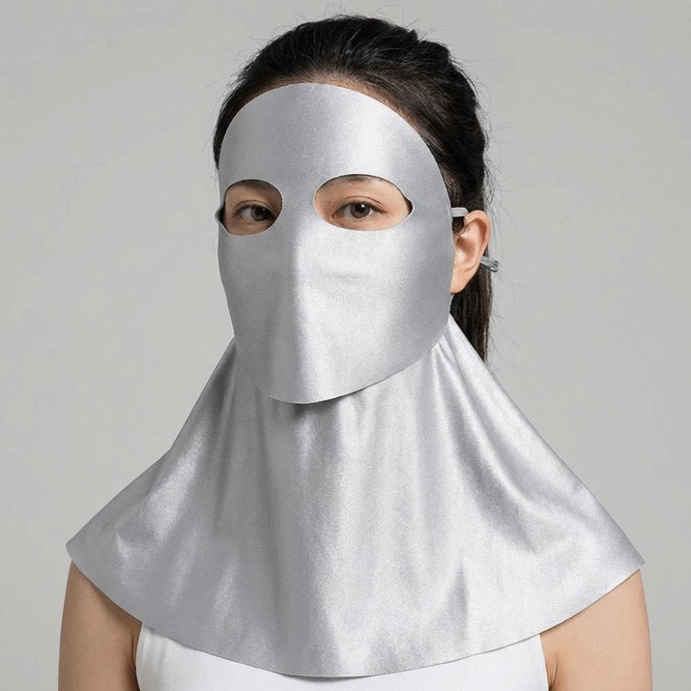 Sun Protection Sunscreen Mask Solid Color Neck Wrap Breathable Ice Silk Face Veil  Summer