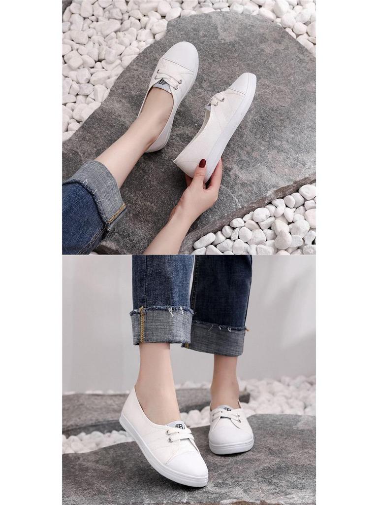 Women's White Breathable Canvas Shoes - Versatile Spring/Summer Footwear for Students, Nurses, and Moms (2025 Edition)