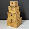 Square Handwoven Bamboo Gift Basket with Lid - High-end Candy Box and Wedding Favor
