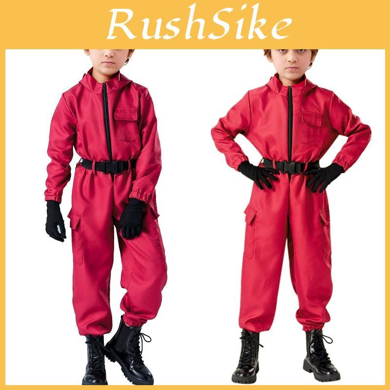 Squid Game Theme Cosplay Red Jumpsuit With Polyester Fabric For Girls Halloween Costume