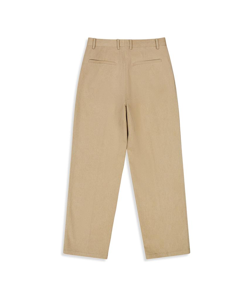 PRODESHIRT Vintage Cotton Pique Single-Pleat Pants (Sand Beige)