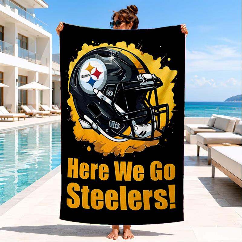 Asciugamano da Spiaggia Logo Pittsburgh Steelers, Asciugatura Rapida, Facile da Curare, Adatto Sia per il Fitness che per le Vacanze al Mare, Essenziale Sportivo