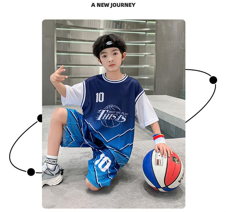 Boys' summer basketball suit set new 2026 mid to large children's summer short sleeved quick drying sports football suit trend