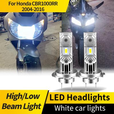 1PC/2PCS For Honda CBR1000RR 2004-2016 CBR600RR 2003-2017 CBR500R 2013-2015 H7 LED Headlight Bulbs Hi/Lo Beam for Motorcycle 12V