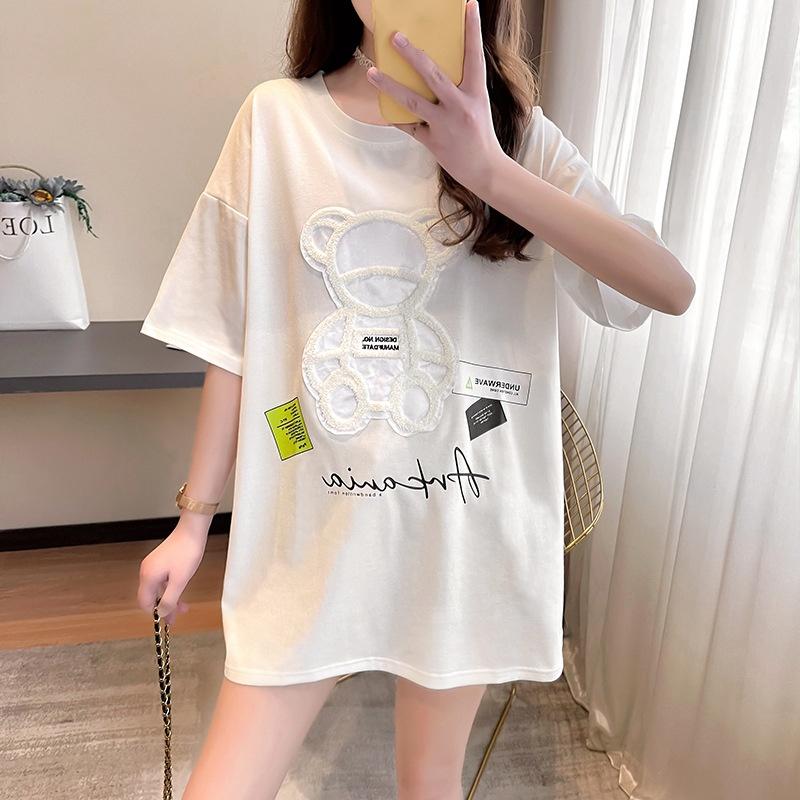 T shirt Summer Embroidery Cartoon Bear 