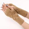Knit Gloves Textured Leaf Design Soft Acrylic Fabric Cold Weather Fingerless Handwear Unisex Solid Color