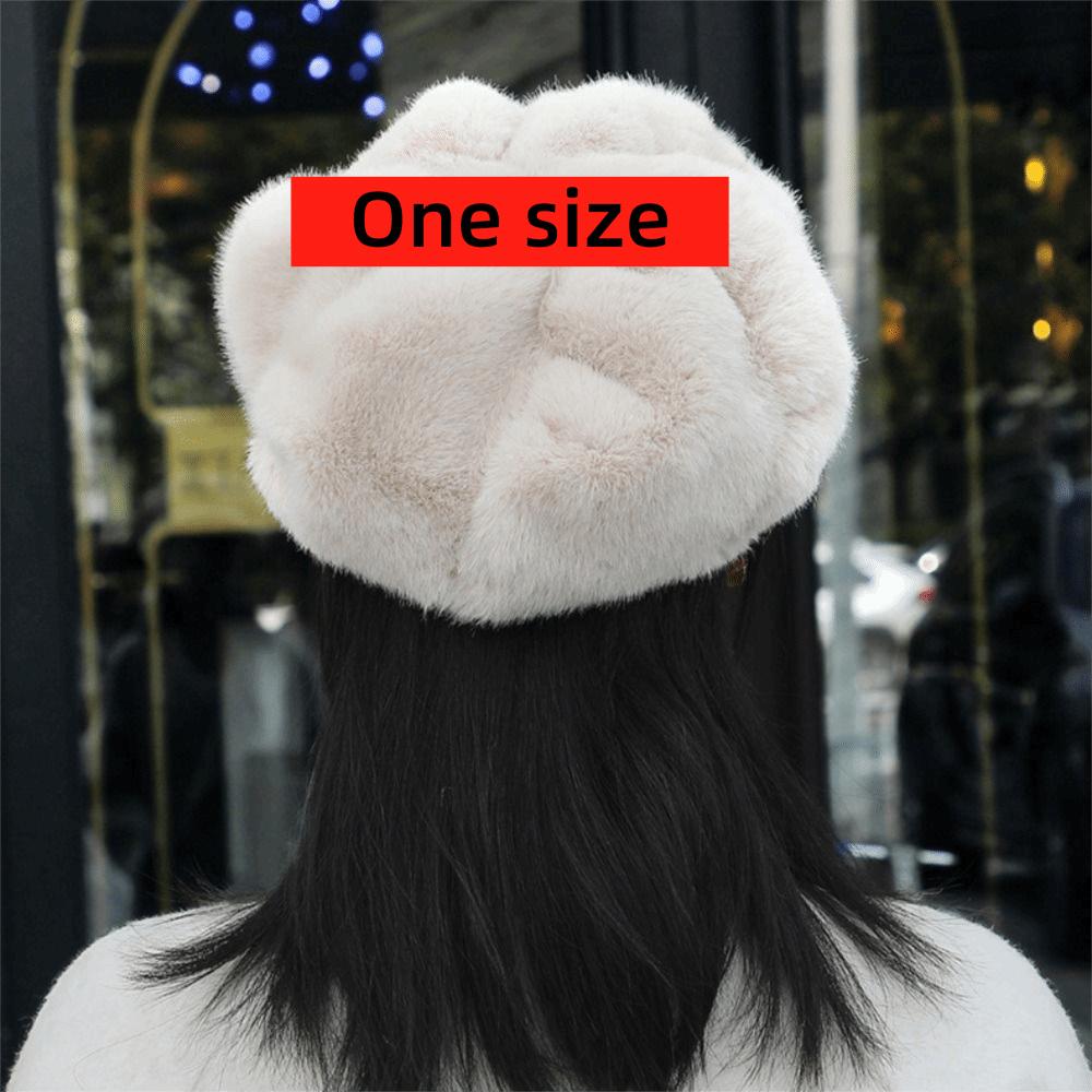 Protection From Cold Plush Thick Warm Hat Imitation Mink Winter All-match Hat Women Beret