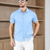 Men's Business Casual Solid Color Short Sleeved Shirt for Summer Fashion No Ironing Comfortable and Versatile Top