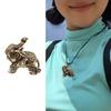 Small Brass Elegant Figurine Antique Animal Miniature Keychain Pendant Charm for Desktop Decoration and Bag Pendant Use