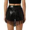 Damen Schimmernde Metallische Hotpants Hohe Taille Quaste Fransen Booty Shorts Freche Shorts