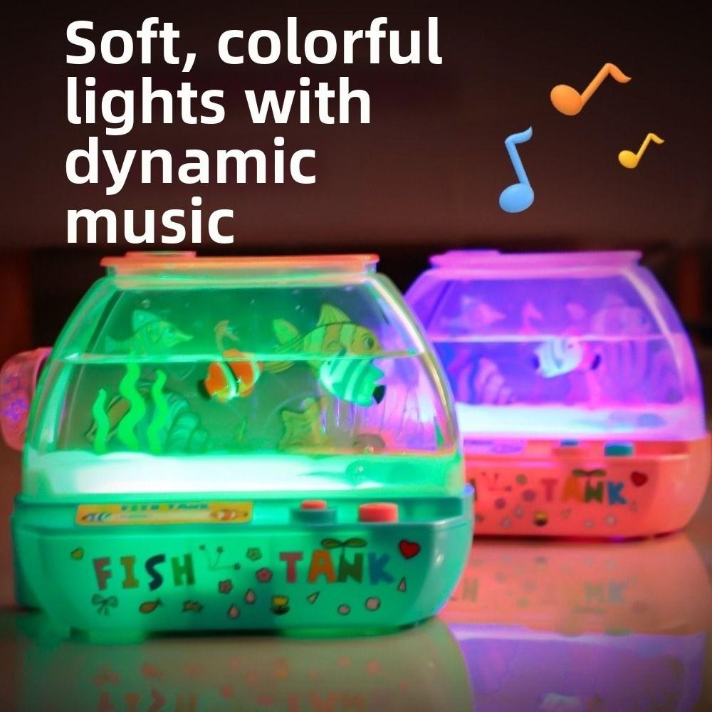 Cartoon Mini Simulation Fish Tank Lovely LED Light Up Tank Music Interactive Aquarium Toys  Home