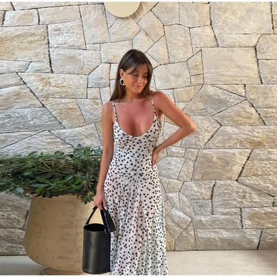 Women's 2025 Summer New Style Temperament Slim Slimming Polka Dot Long Suspender Dress