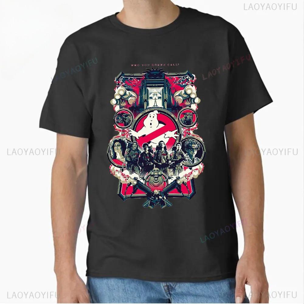 Movie Ghostbusters Print Short Sleeve Solid Cotton Unisex Unisex Tshirts Funny Graphic Crewneck Tops Big Size T Shirt Male Tops