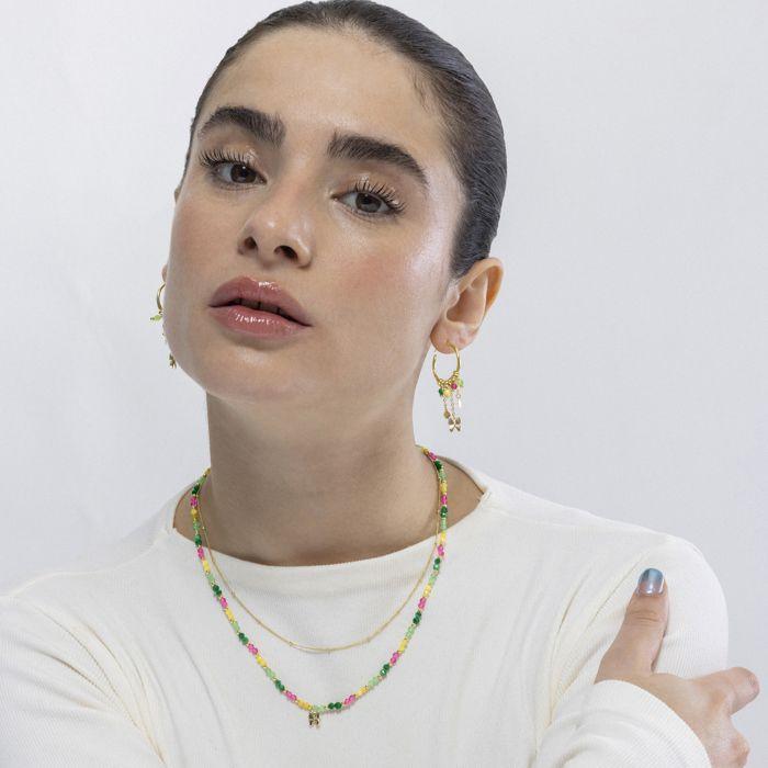 Boucles D'oreilles Luxenter En Argent 925 Avec Cristal Multicolore Et Finition En or Jaune 18 Carats Diamètre 19mm- Papillon