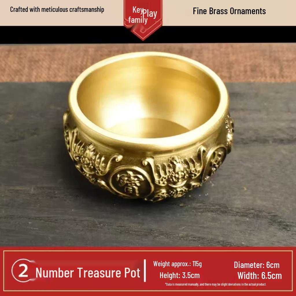 Brass Copper Yuanbao Rice Jar Ornament: Wealth-Attracting Handicraft Decoration for Living Room