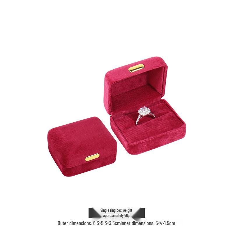 Caixa de Joias de Veludo com Fivela Dourada e Cantos Arredondados para Anéis, Colares e Pulseiras