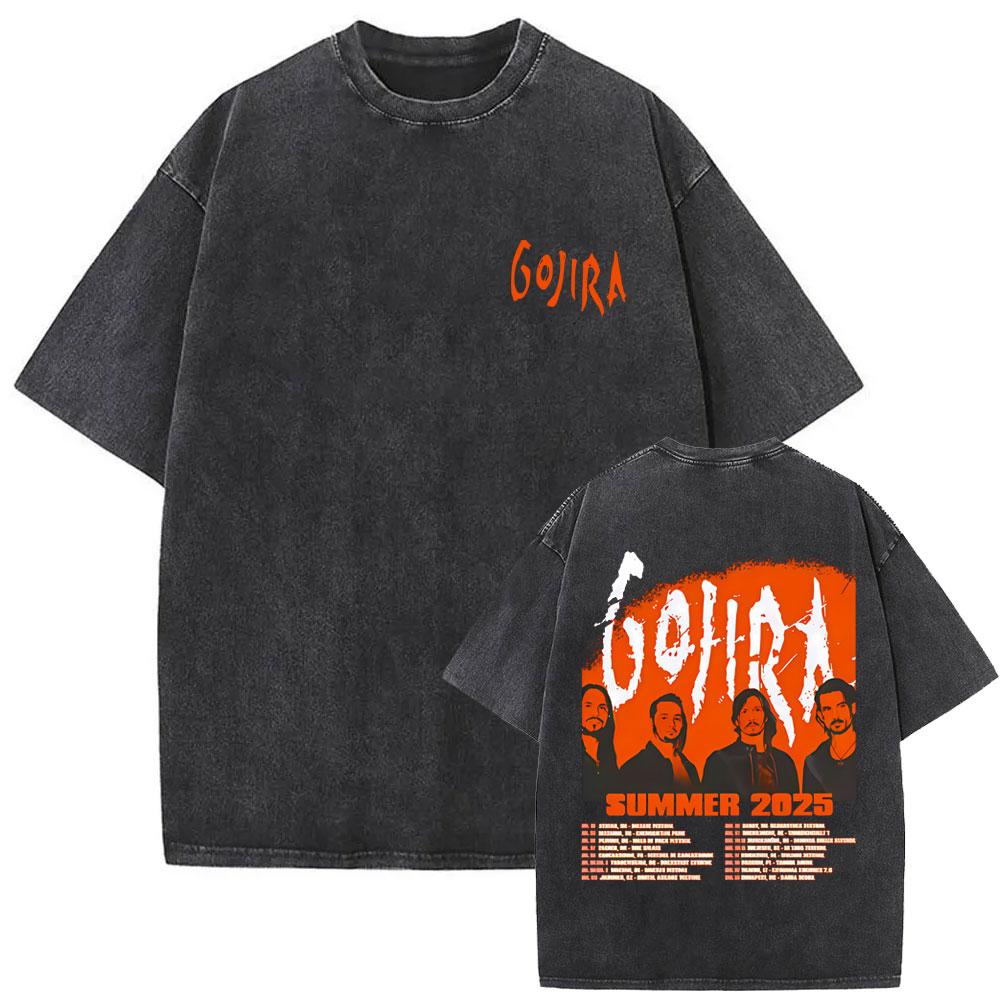 Gewaschenes Vintage Metallband Gojira Fortitude Grafik T-Shirt Herren Mode Retro Rock T-Shirts Herren Baumwolle Oversized T-Shirt