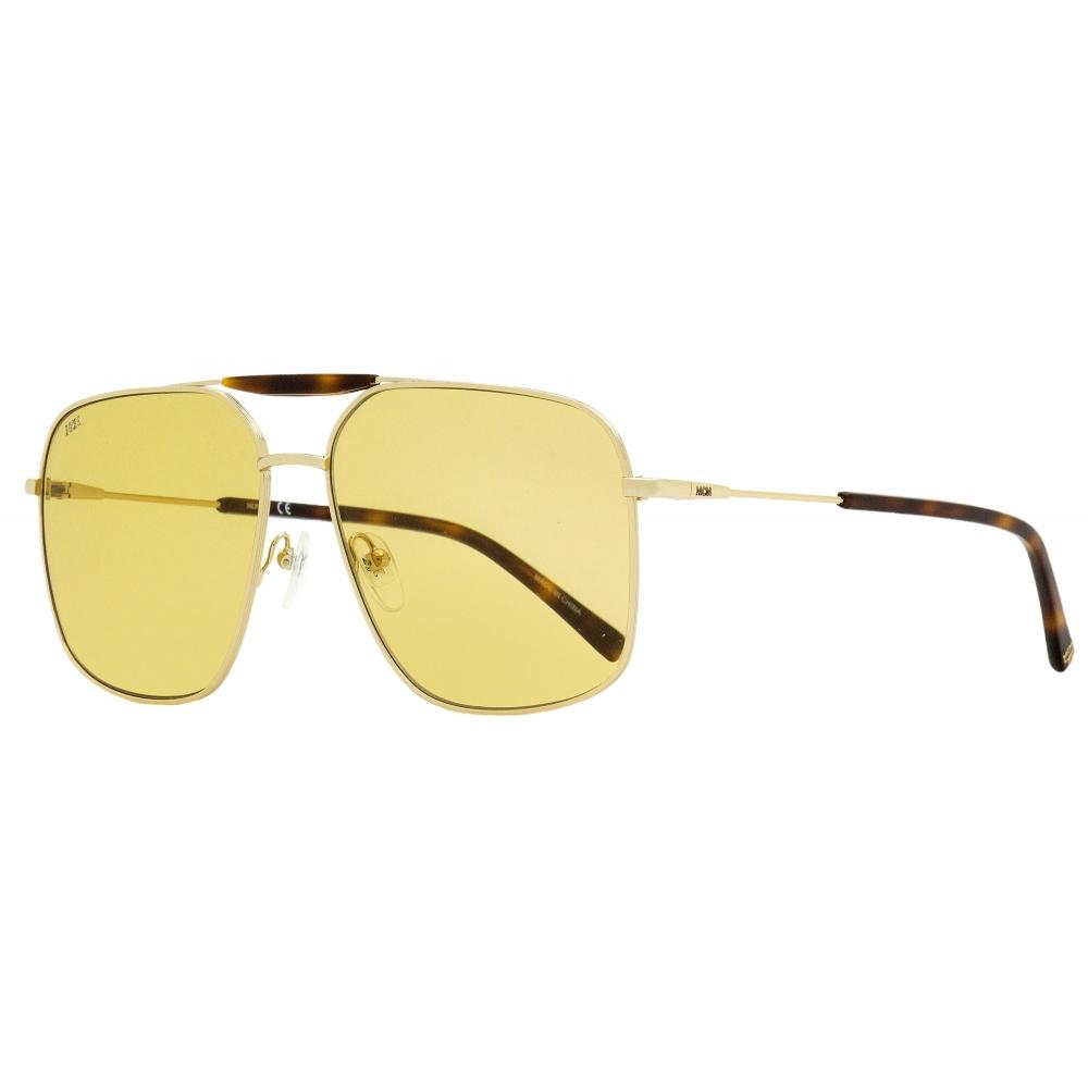

MCM Мужские солнцезащитные очки-пилоты Oversize MCM161S 718 Золотые Гавана 61 мм 718