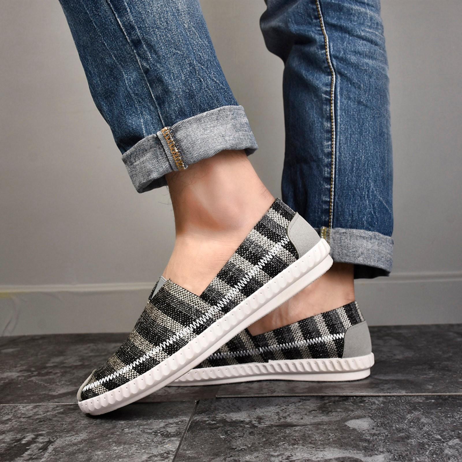 

Мужская повседневная обувь из дышащей ткани, льняная полосатая парусиновая мужская обувь 44 чёрный