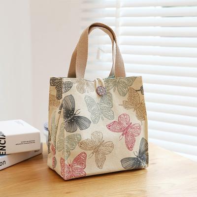Lunchtasche mit Schmetterlingsmotiv für Damen und Mädchen, große Kapazität, Arbeitstaschen für Lebensmittelbehälter, tragbare Lunchtaschen aus Segeltuch für Reisen und Picknicks