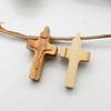 Natural Wood Religious Crosses With Intricate Relief Design For Prayer Beads And DIY Crafts