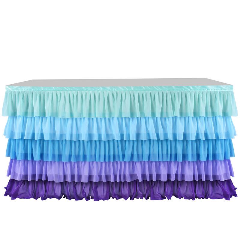Surround Deco  Mariage Chiffon Table Skirt Birthday Party Tutu Gauze Table Skirt Wedding Decoration Pleated Blocked Table