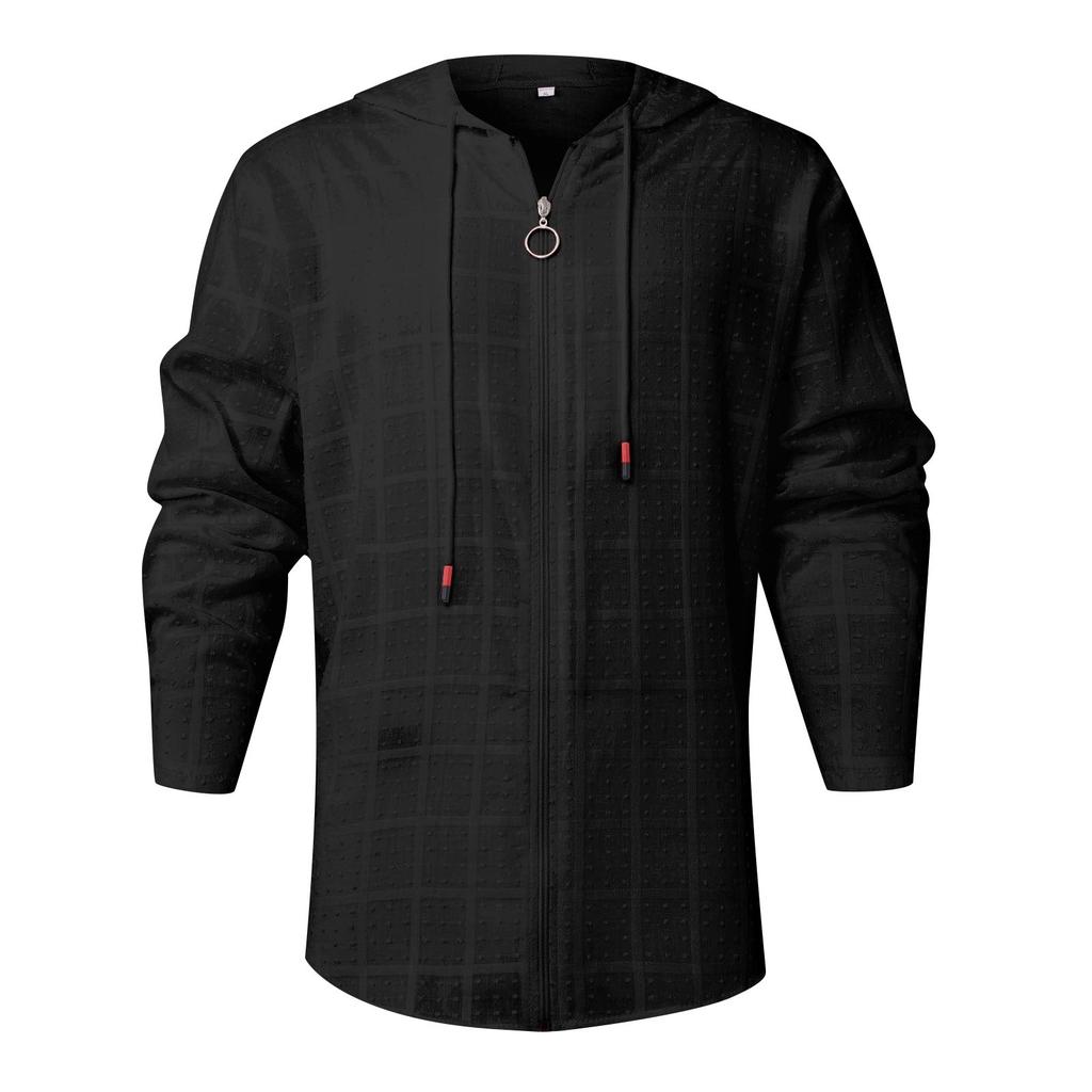 Men's Long Sleeved One-piece Zipper Solid Color T-shirt