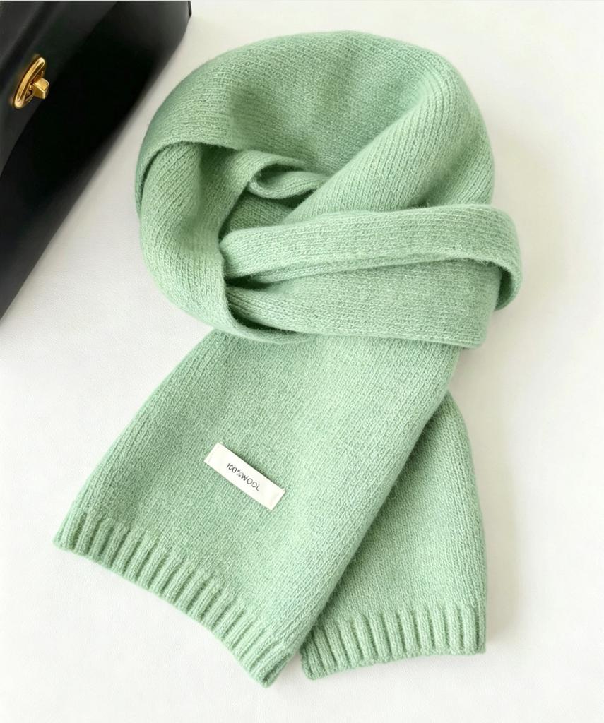 Autumn and winter new Australian 111 pure scarf women's solid color versatile warm knitted scarf light luxury high sense