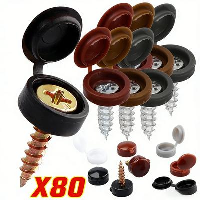 80pcs Nails Screw Caps Plastic Protective Covers Car Nuts Decorative Cover Self-tapping Screw Folding Cap Furniture Hardware