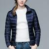 Korean Style Women's Lightweight Slim Fit Down Jacket - Stand Collar, Short, Plus Size, Autumn/Winter