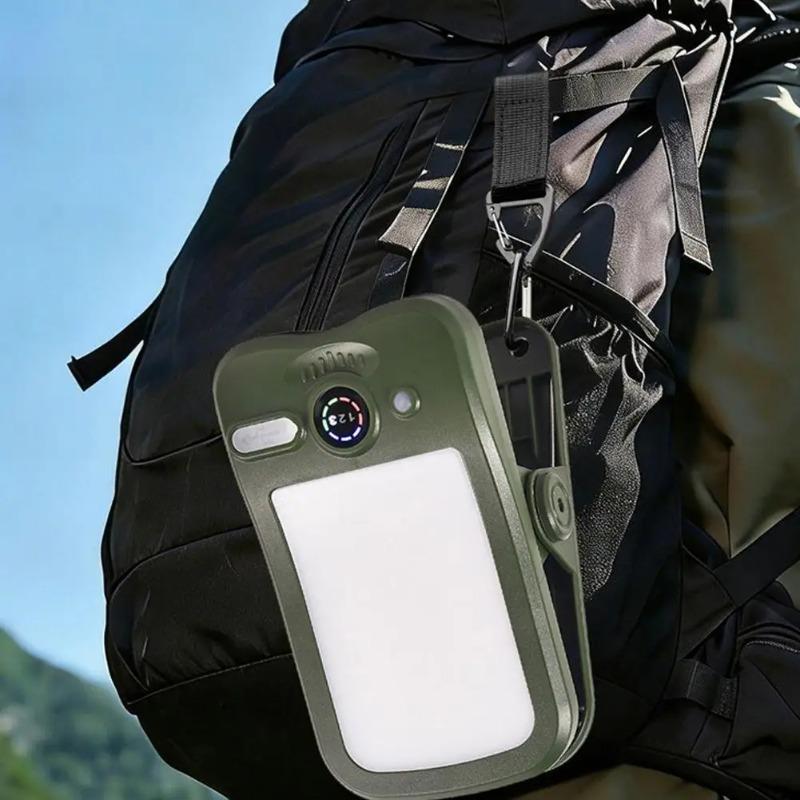 Solar USB Rechargeable Clip-On Camping Light, Waterproof LED Tent Lamp 3 Brightness Modes Portable Outdoor Lantern for Hiking Fishing Emergency