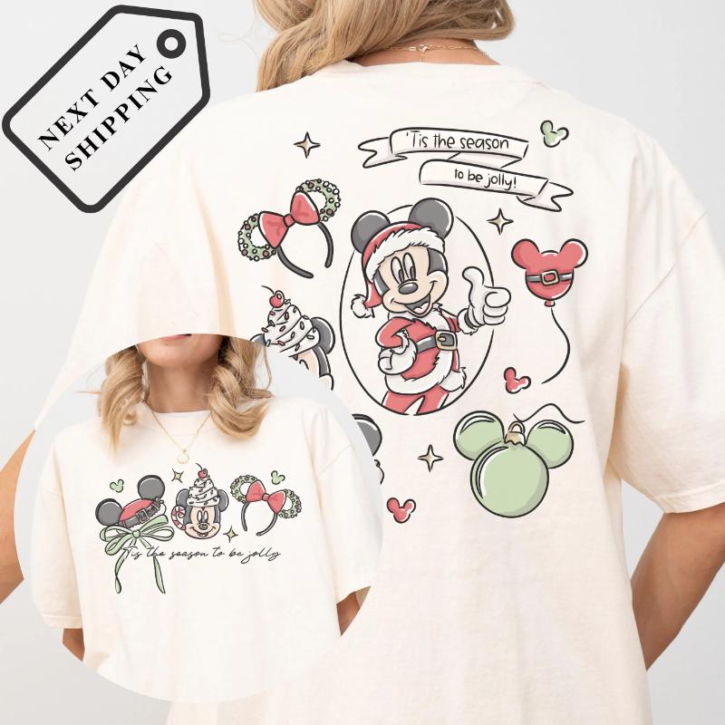 Potdemiel   Christmas Mickey Tis The Season To Be Jolly Shirt Vintage   Christmas Tee   Family Women S