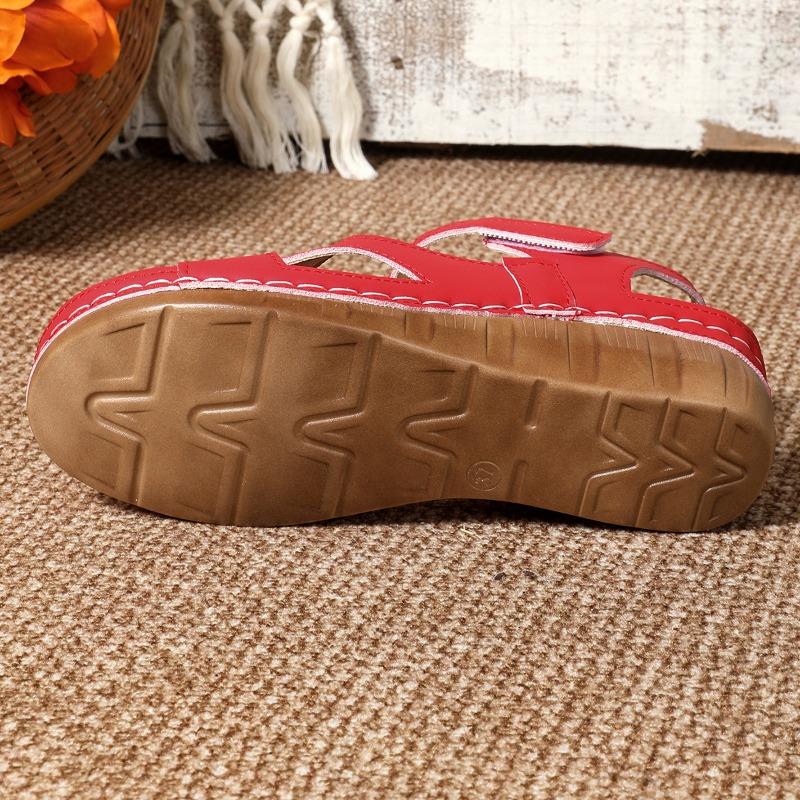 Women's Plus Size Platform Wedge Sandals Open Toe Slip-On with Velcro Straps for Summer