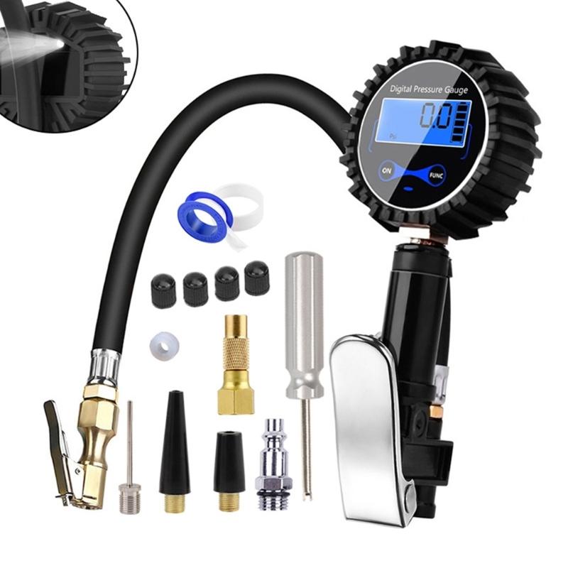 Digital Car Tire Air Pressure Inflator Gauges LED Display Car Tire Inflator Locking-on Tyre Pump for Motorcycle Bicycles