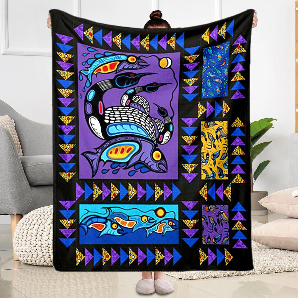 Fish Art Blanket Warmthful Decor Perfect for Office Chair Bed Sofa for All Occasions Modern Style Ideal Gift For Birthday Valentine'S Day