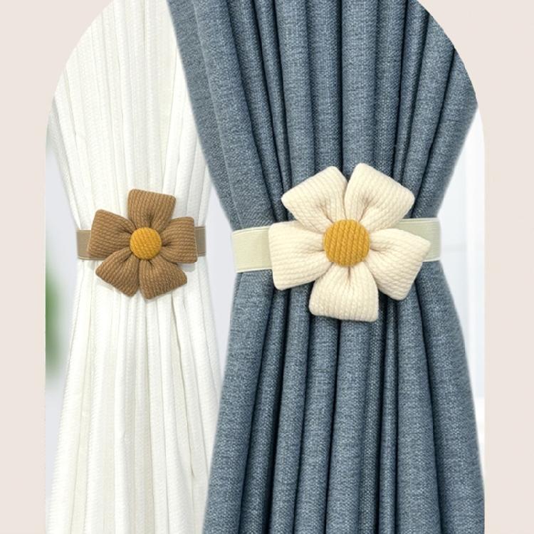 2Pcs Elastic Curtain Tiebacks Flower Accent Window Drapery Holdbacks Ties for Bedrooms and Stylish Home Office Decors