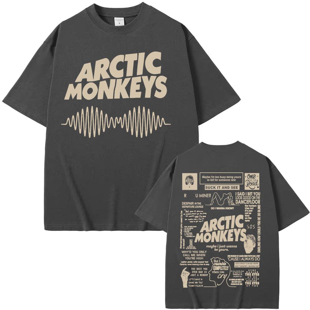 

Retro Arctic Monkey Album Tour Double Sided Pattern Tshirt 2026 New Mens Womens Hip Hop Punk Rock Cotton Oversized Tshirt S